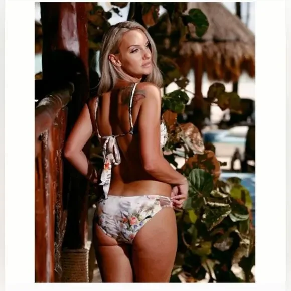 Beach Joy Women's Medium Bikini Top & Bottom Swimsuit Resort Wear Tropical Print - Picture 3 of 10